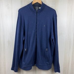 Polo Ralph Lauren Men’s Luxury Jersey Full Zip Track Jacket Dark Blue Soft XL